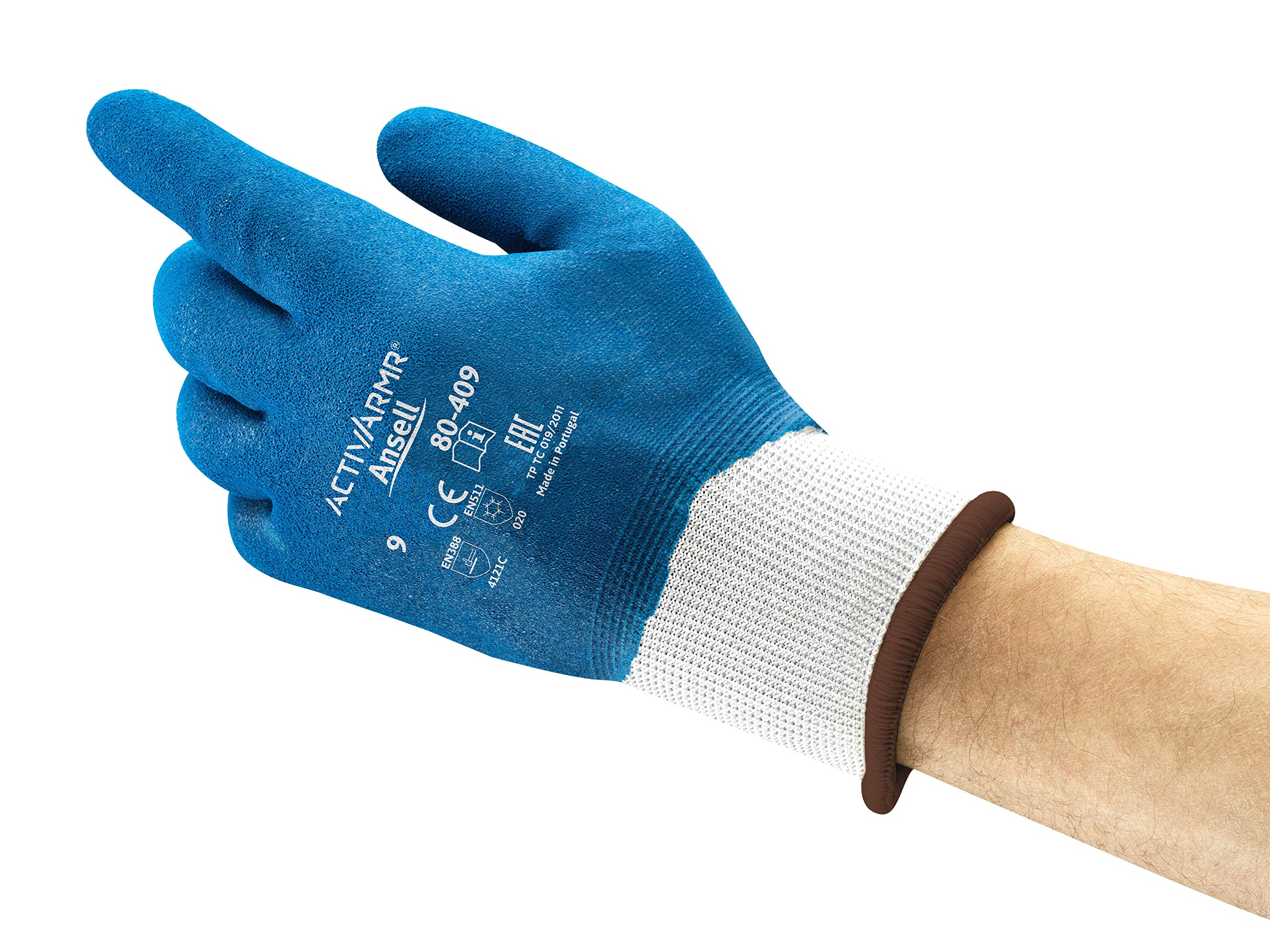 Ansell ActivArmr 80-409 Special purpose Gloves, Mechanical Protection, Blue, Size 8 (6 Pairs)