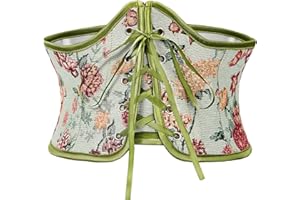Century Star Women's Multicolor Floral Victorian-Renaissance Hybrid Corset Belt Underbust Top Ren Faire Accessories