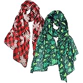 VIVIAN & VINCENT 2 Pack of Holiday Gift Wrapped Soft Lightweight Sheer Fall Winter Christmas Scarf for Women Girls