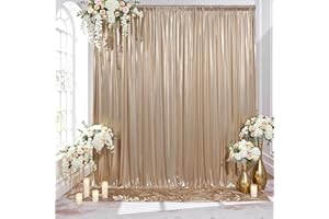 10x10FT Champagne Gold Sequin Backdrop Curtain - 2 Panels 5ft(W) x 10ft(H) Wrinkle Free Shimmer Back Drop Cloth, Glitter Back