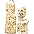 The Kosher Cook Passover Kitchen Linen Sets - Matzah Print Design - Kitchen Apron - Pot Holder - Oven Mitt - Pesach Seder and Kitchen Accessories