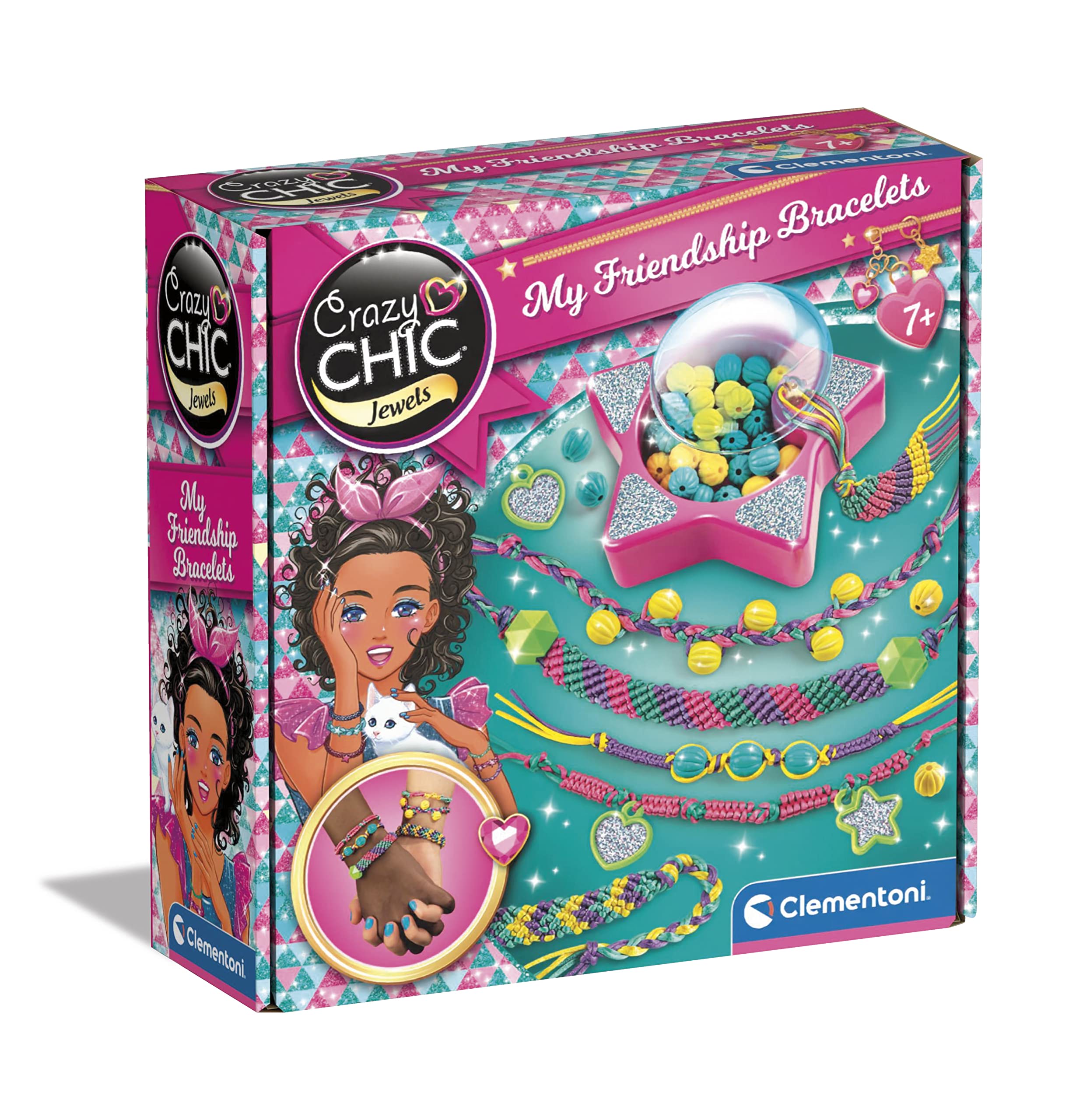 Clementoni- Crazy Chic: My Friendship Bracelets Making Kit for Kids, Jewellery Making Set, Arts & Crafts for Girls (7+ Years)