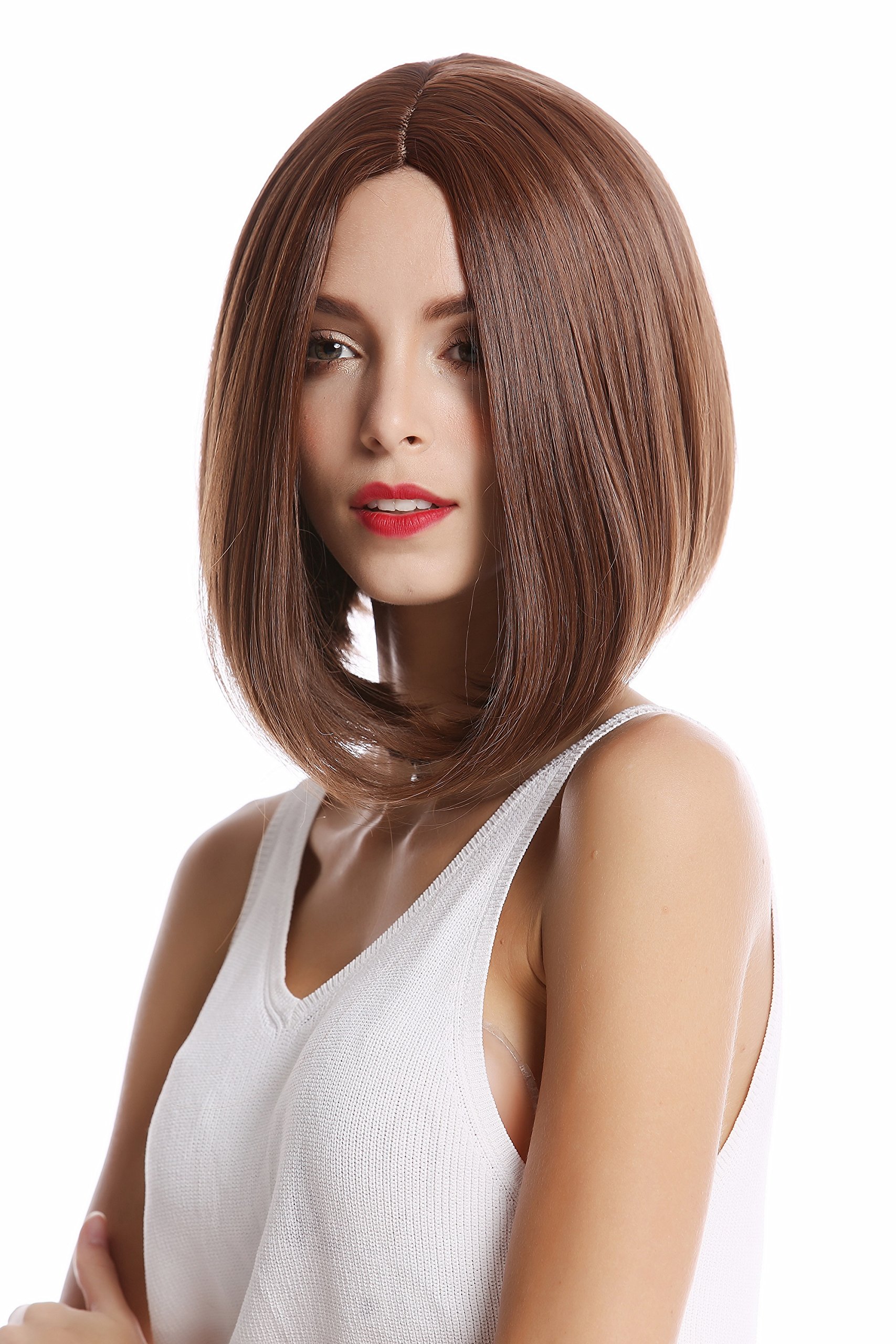 WIG ME UP - YZF-4367-4/6/30 Lady Quality Wig short shoulder length Bob Longbob straight middle parting dark medium rust brown mixed
