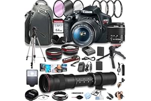 Canon EOS Rebel T7 DSLR Camera w/EF-S 18-55mm F/3.5-5.6 Zoom Lens + 420-800mm Super Telephoto Lens + 100S Sling Backpack + 64