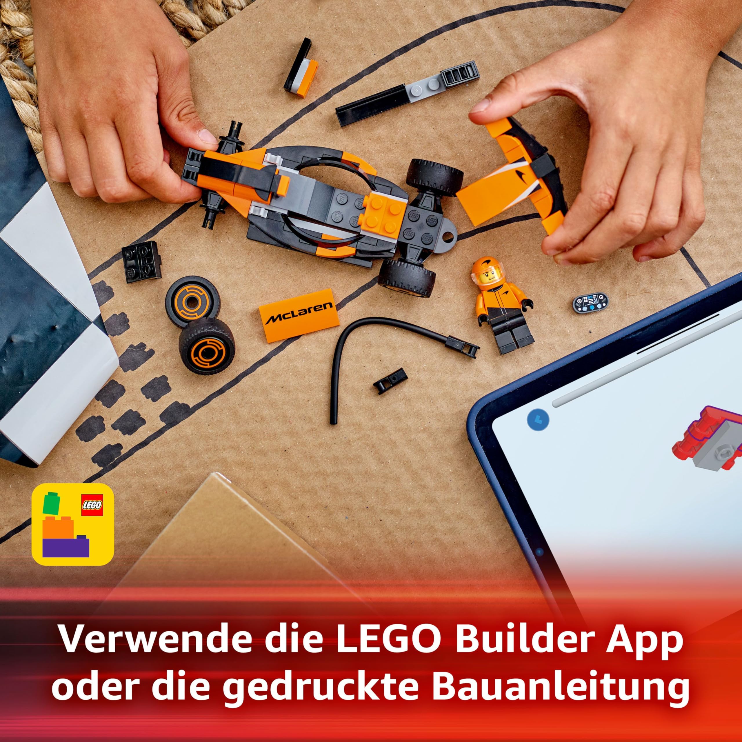 LEGO City F1 Rennfahrer mit McLaren Rennauto - Spielzeug Formel 1 Modell mit Rennwagen und Minifigur - Kleines Geschenk für Jungen und Mädchen ab 6 Jahren oder Motorsport Fans 60442 6