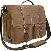 densata Messenger Bag for Men,13-14 Inch Laptop Bag, Vintage Water-resistant Waxed Canvas Satchel Bags, Leather Briefcase for School Work Travel (Brown)