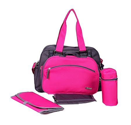Vouch Diaper Duet Fusion with Premium Mother Bag, Grey/Pink
