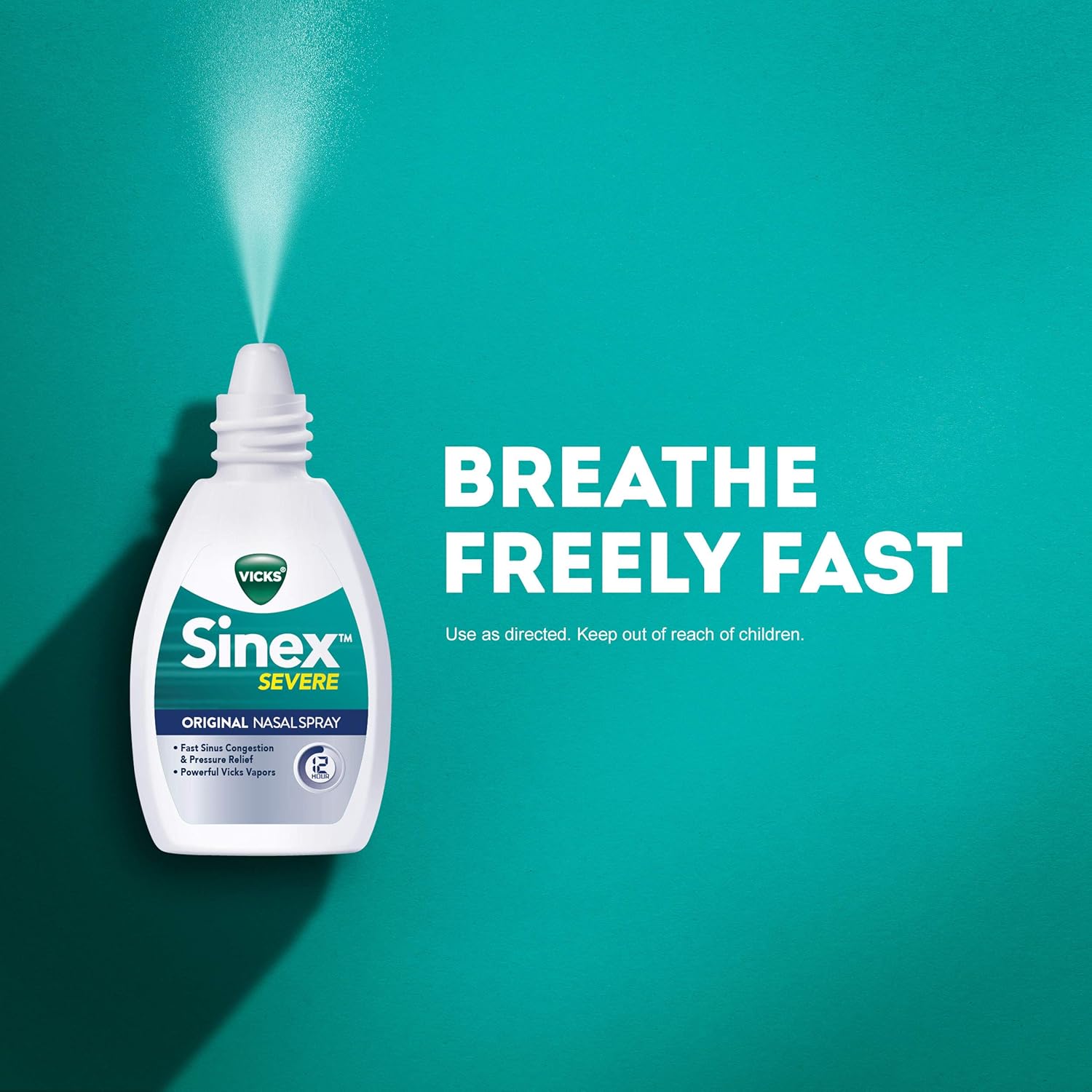 Vicks Sinex Severe Original Sinus Nasal Spray Decongestant, 0.5 fl oz (4 Pack) - Fast Relief of Cold and Allergy Congestion: Health & Personal Care