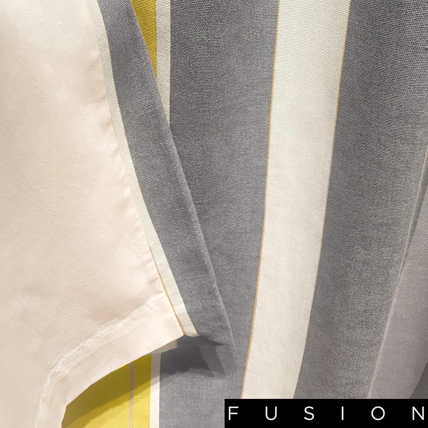 Fusion Whitworth Stripe Eyelet Lined Curtains, Ochre, 90 x 90 Inch, W 90.2" x L 90.2" (1 Panels) - Image 3