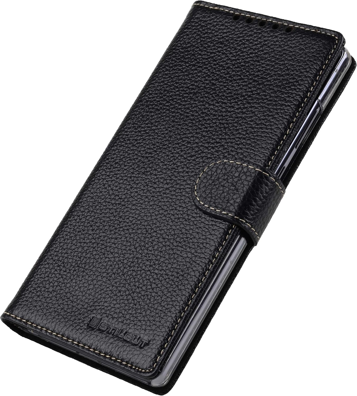 StilGut Wallet Case for Samsung Galaxy Note 20, Genuine Leather Galaxy Note 20 Case with Card Holder & Stand Function, Black - Image 4