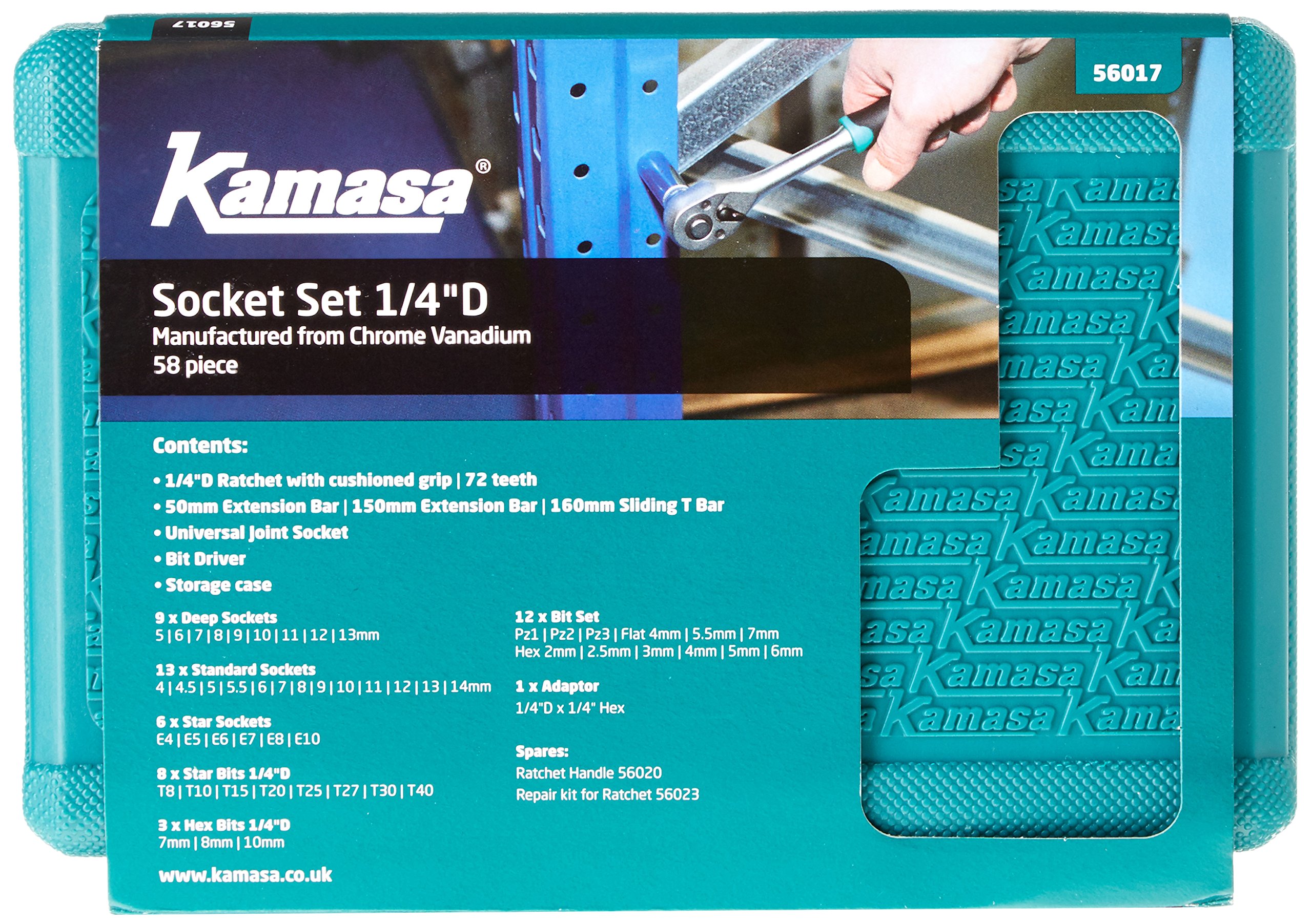 Kamasa 56017 Socket Set 1/4"D, 58pc