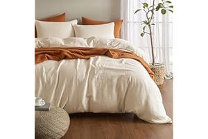 SE SOFTEXLY Muslin Duvet Cover King Size, 100% Washed Cotton Duvet Cover Set, Ultra Soft Comforter Cover Linen Like, 3 Pieces