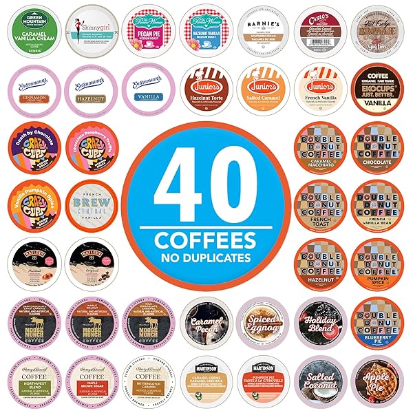 CRAZY CUPS FLAVORED COFFEE PODS VARIETY PACK, FULLY COMPATIBLE WITH ALL KEURIG FLAVORED K CUPS BREWERS, COFFEE SAMPLER, 40 COUNT