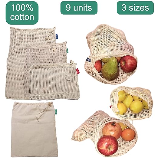 Greenful Planet Bolsas Reutilizables Premium de Algodón Orgánico ...