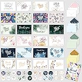 Decorably 24 Pack 6x4in Floral Assorted Thank You Cards with Envelopes and Stickers, 24 Unique Designs for Friends, Family and Loved Ones Blank Inside - Wedding, Birthday, Gifting, Mailing