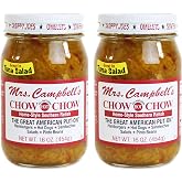 Mrs. Campbell's All Natural Hot Southern Chow Chow Relish, 16 Oz Glass Jar (Pack of 2)