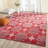 SAFAVIEH Stone Wash Collection 8' x 10' Red / Ivory STW243A Hand-Knotted Premium Wool & Viscose Area Rug