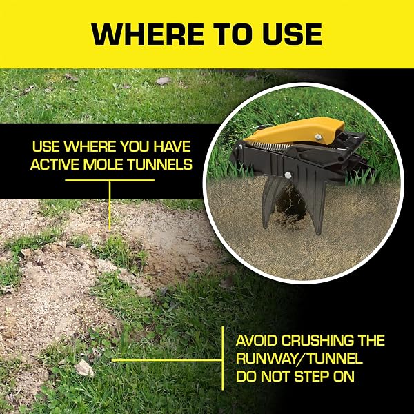 TOMCAT MOLE TRAP, INNOVATIVE AND EFFECTIVE MOLE REMOVER TRAP KILLS WITHOUT DRAWING BLOOD, REUSABLE AND HANDS-FREE, 1 TRAP