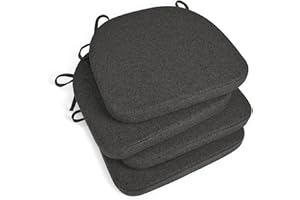 Tromlycs Kitchen Chair Cushions for Dining Pads Set of 4 Room Seat Indoor U Shaped Non Slip with Ties 17 x 16 Inch Black Gray