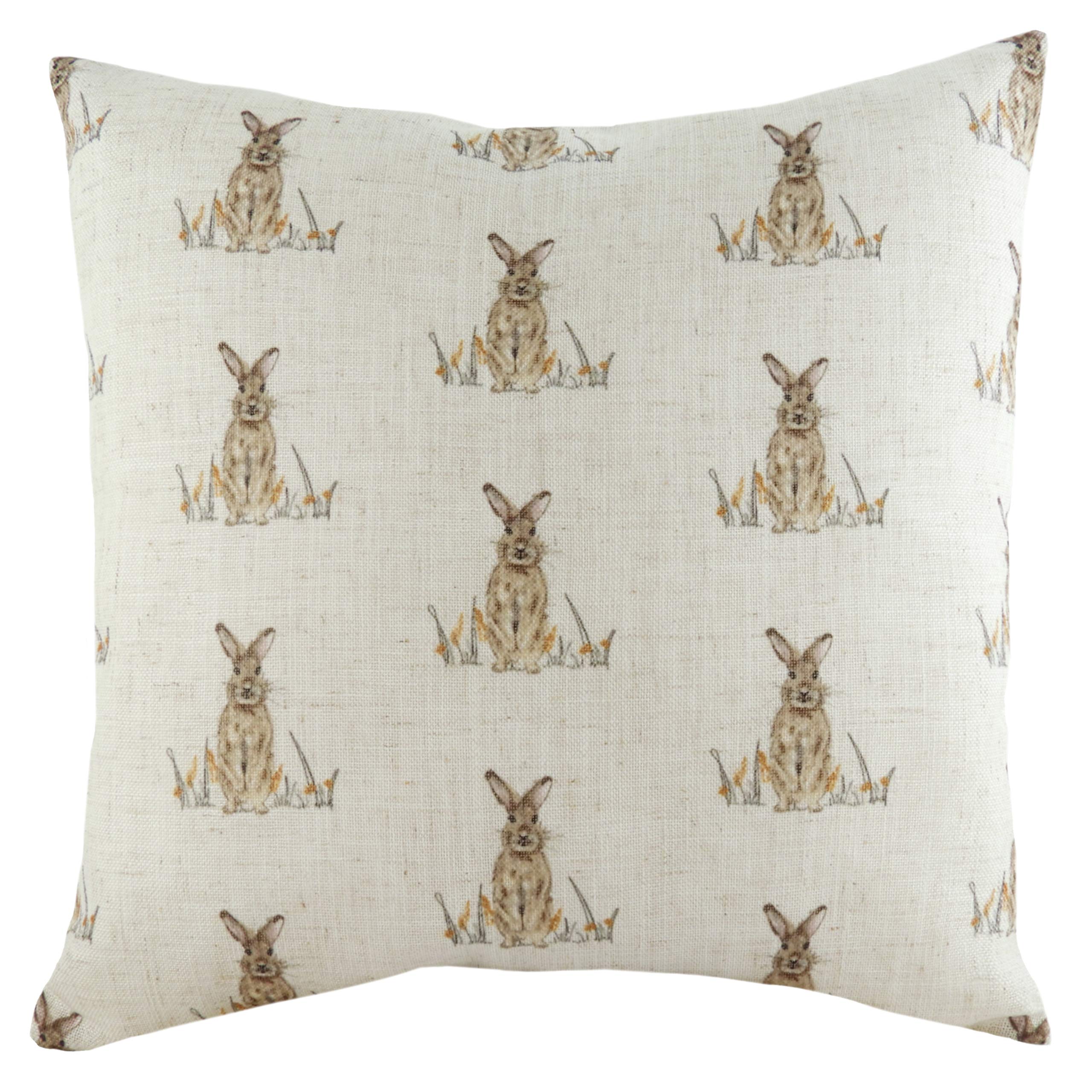 Evans Lichfield Oakwood Hare Repeat Polyester Filled Cushion, Multi, 43 x 43cm