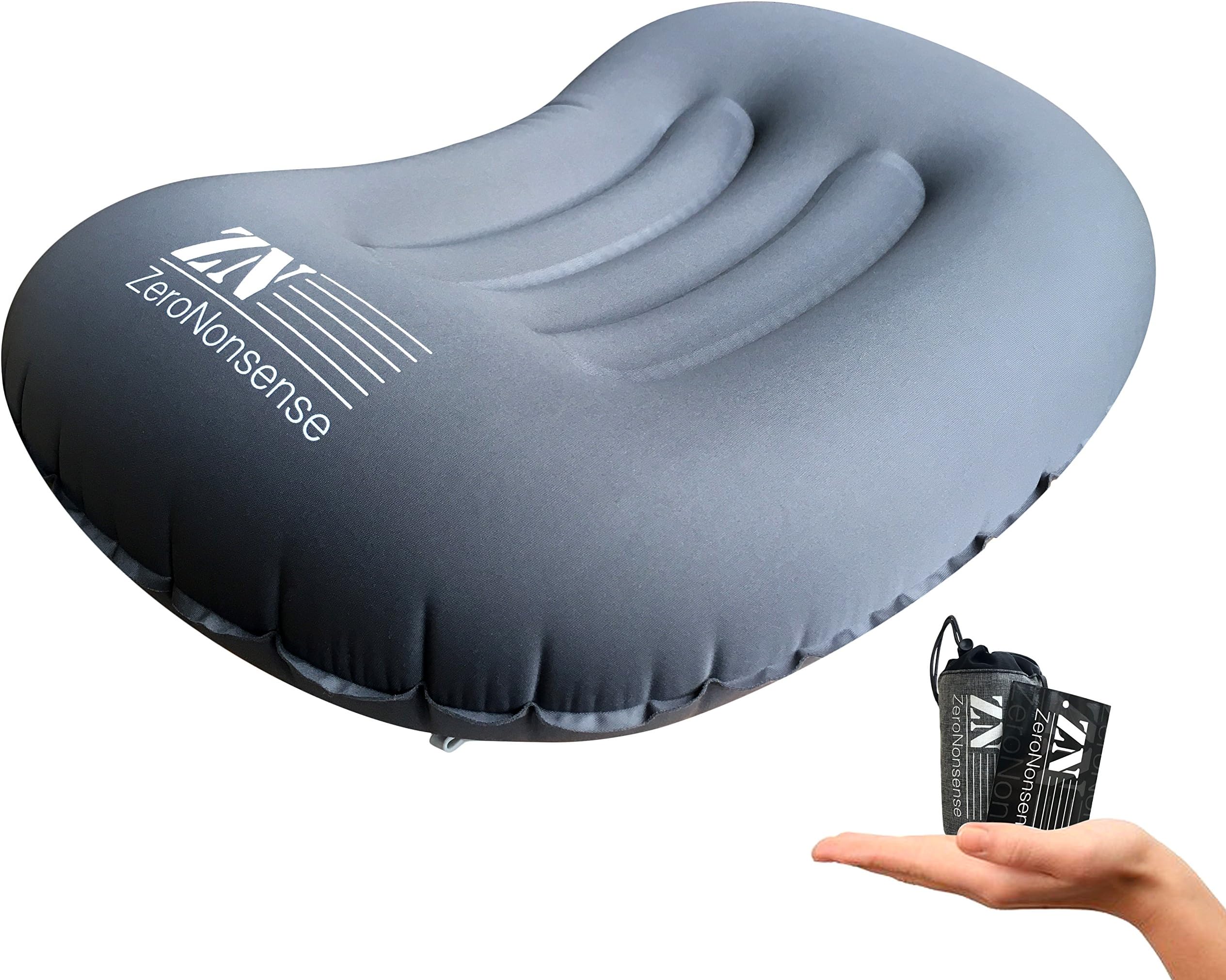 DreamVanguard Ultralight Inflatable Camping Travel Pillow | Lightweight Compact Inflating Backpacking Pillow | Blow Up Ergonomic Portable Compressible For Neck & Lumbar Support | Car Airplane Beach