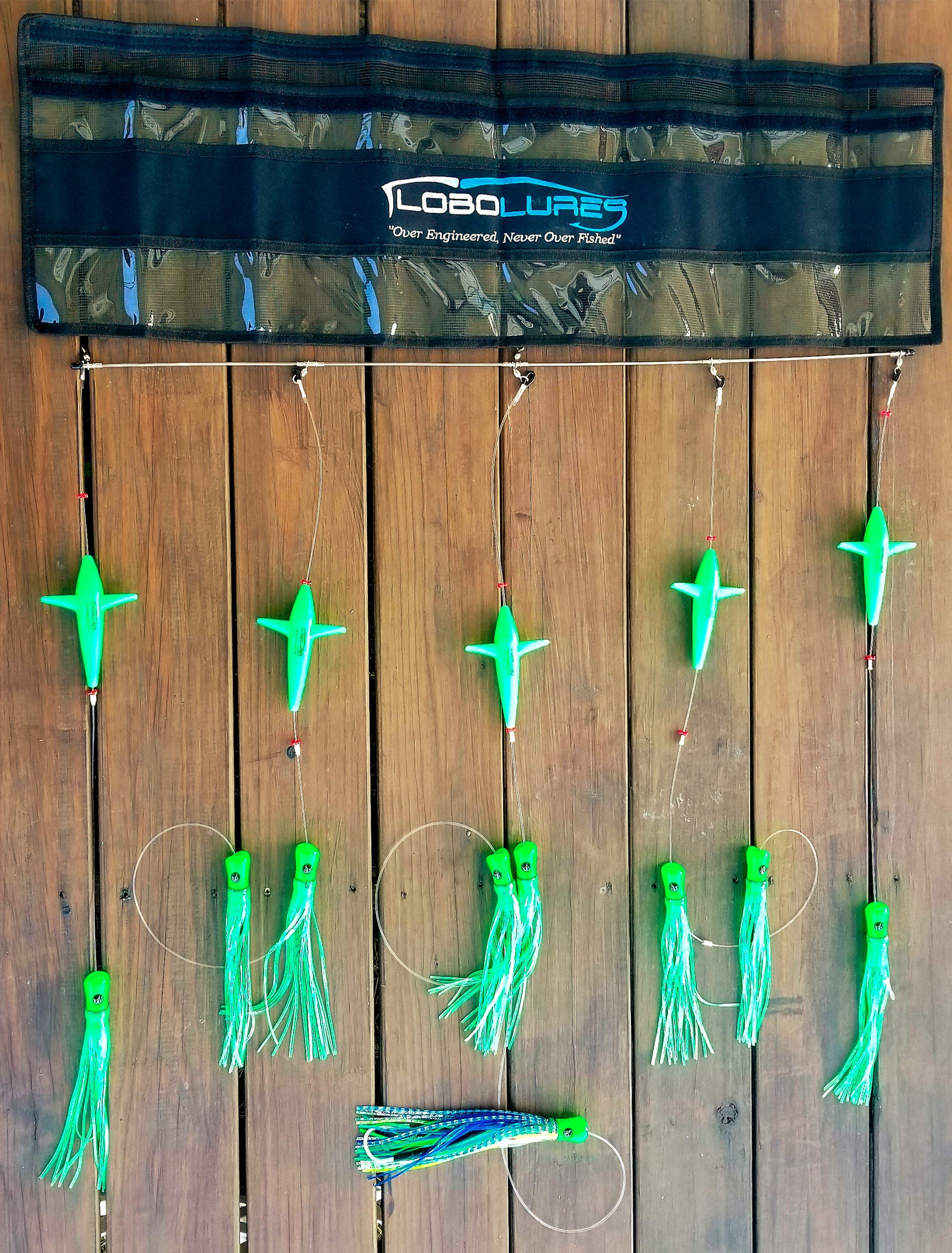 Lobo Lures 36" Skipjack Hybrid UV 8" Green Baits Splash Bar Bigeye Tuna Fishing Spreader Bar Made in USA