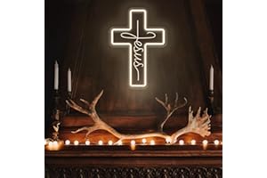 HAJAE Cross Neon Signs Jesus Neon Signs LED Wall Decor for Bedroom Living Room Weddings, Dimmable Light Sign for Home Decor, Religious Events, Christmas Easter Celebrations Gifts (Jesus Cross)
