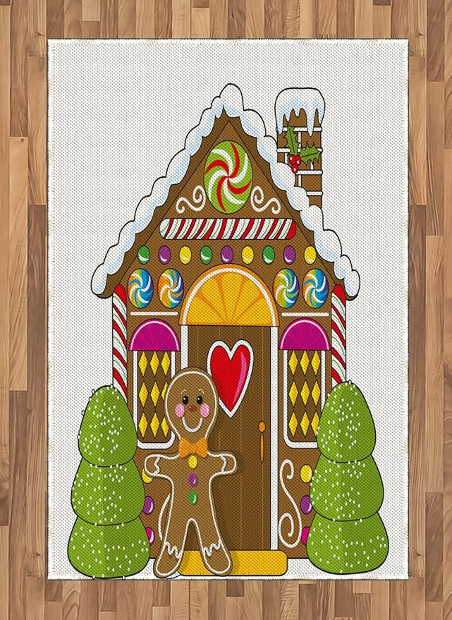 Amazon.com: Ambesonne Gingerbread Man Area Rug, Gingerbread House with