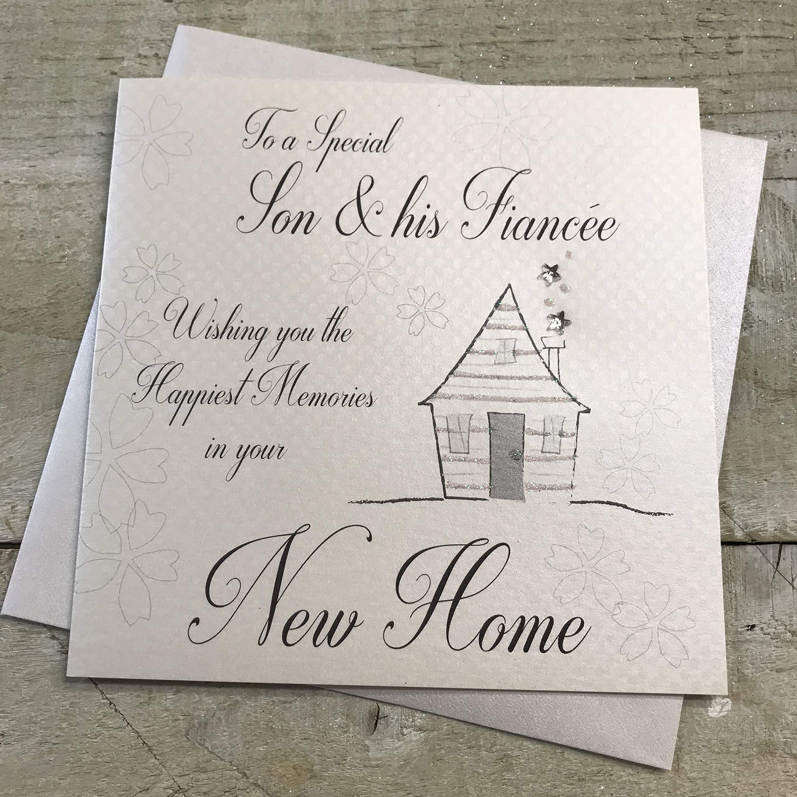 White Cotton Cards Handmade New Home Card, Son and His Fiancée - Code Ss252-Sf, 16 x 16 cm