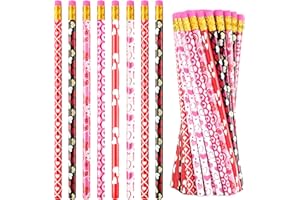 Qyyiguf 72Pcs Valentine's Day Pencils,Wood Pencils Bulk with Erasers,Red Heart Pencils for Valentine's Day Exchange Gifts,Kids Party Favors,Classroom Rewards