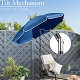 CHRISTOW 2m Blue Tilting Beach Parasol Umbrella UV Resistant Portable Garden view 6