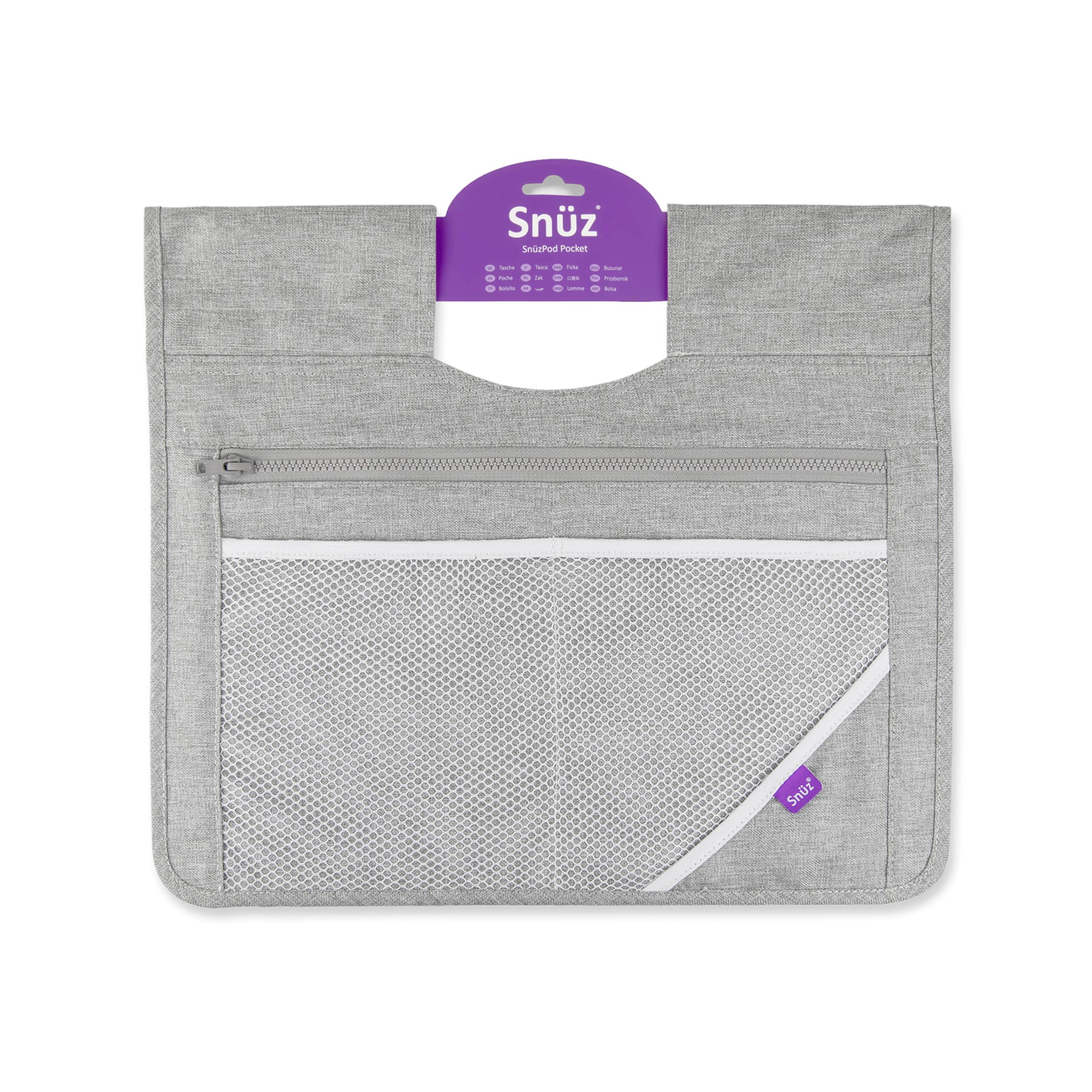 Snuz Pod4 Storage Pocket – Dusk (Grey) – Made from Durable Canvas & Doubles Up as Portable Changing Pack – 36cm x 40cm