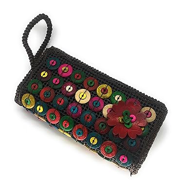 DAISYLIFE Women Clutch Wallet with Strap For Wedding, Party, Daily use Wallet, Travel wallet Clutch Bag Made with Natural Coconut Shell (Multicoloured) (Style 2)