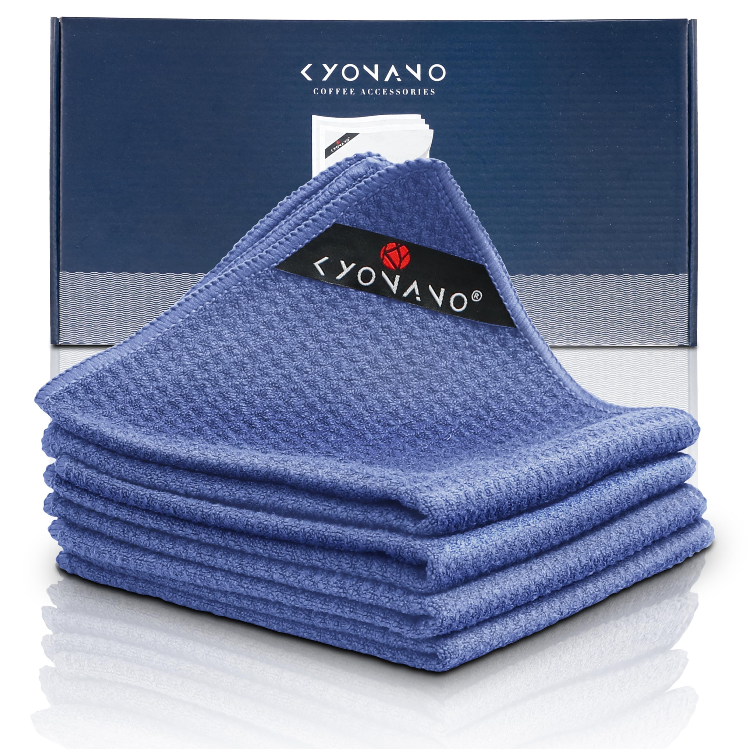 KYONANO Barista Micro Cleaning Towels 4 Pack - Perfect Coffee & Espresso Machine Cleaning - Steam Wand Towels (12''x12'')