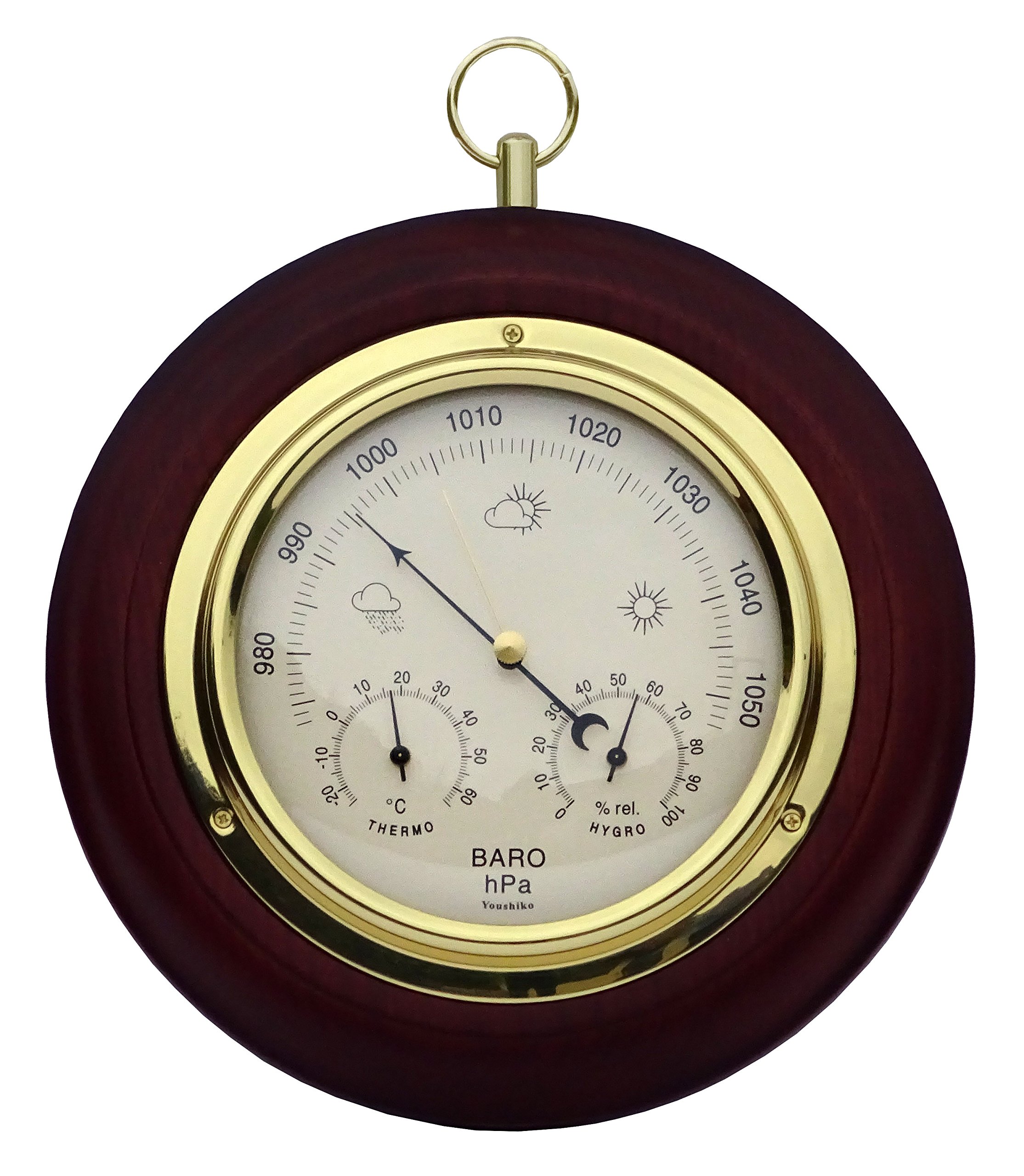 Youshiko (Latest 2026 Version) Traditional 3 in 1 Weather Station, diameter 21.5cm Combined Barometer Temperature Humidity and Forecaster Dial