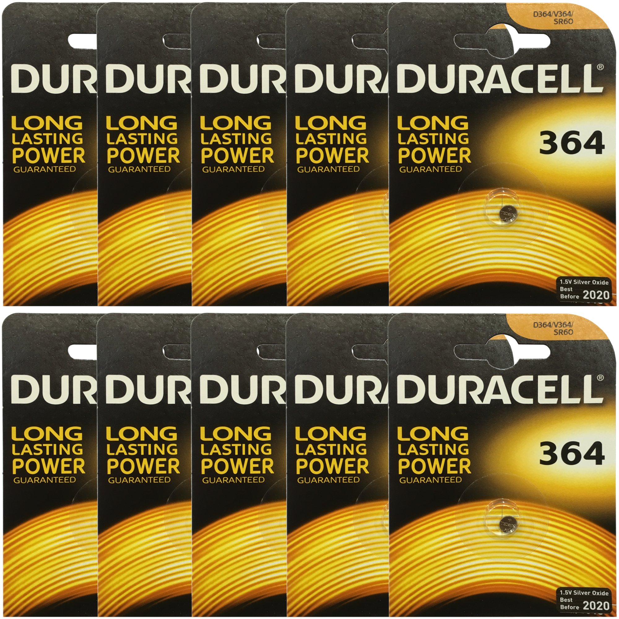 10 x Duracell 364 1.5v Silver Oxide Watch Battery Batteries SW621SW V364 SR60