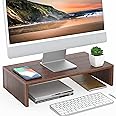 FITUEYES Monitor Stand - Computer Monitor Riser with 16.7 Inch Shelf, Wood Desktop Stand for Laptop Computer Screen, Desk Organization, Office Supplies