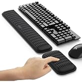 MEKASS Ergonomic Wrist Rest for Keyboard and Mouse, Soft Memory Foam Keyboard Wrist Rest Set with Non-Slip Silicone Base, Easy Typing, Pain Relief, Comfort for Office, Work, Gaming (Classic Black)