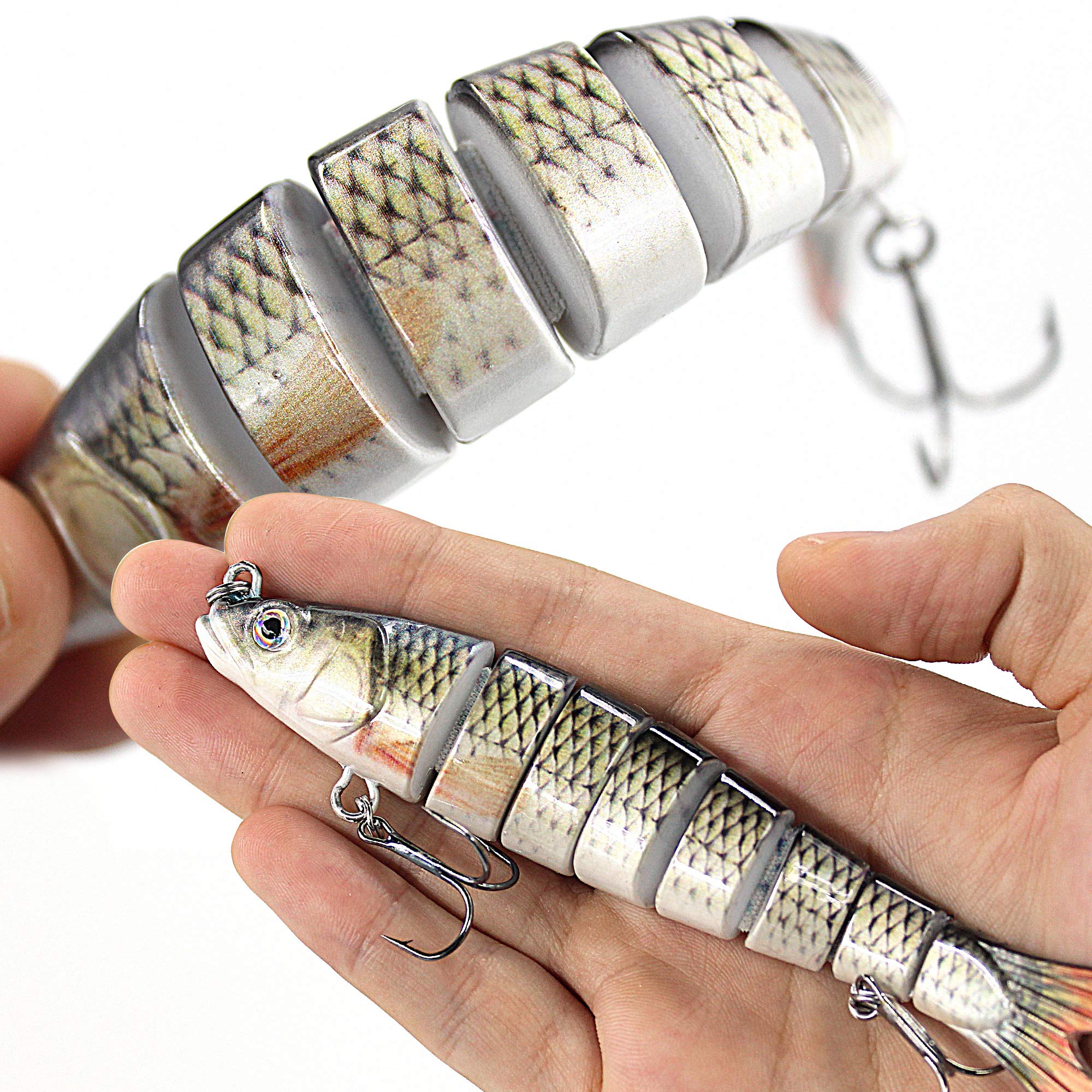 TRUSCEND Fishing Lures 3PCS Jointed Fish Bait Swimbait Lifelike Bionic Hard Bait Floating Lures Equipped with Mustad Hooks 3packs(8-combo-H)