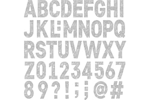 METSYTH 24 Sheets Large Letter Stickers 4 Inch Big Font 282 Pcs Glitter Alphabet Number Stickers Self Adhesive Stick on Letters for Poster Board Bulletin Board Mailbox Crafts Classroom Home Decor(Silver)