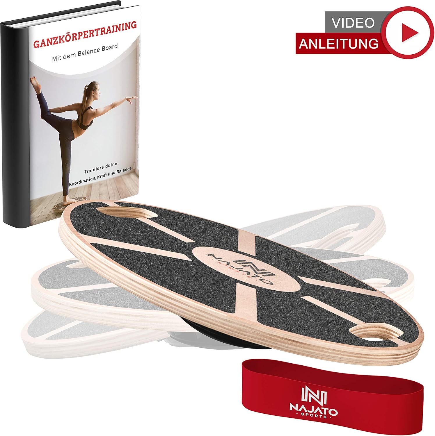 NAJATO Sports Balance Board aus Holz Wackelbrett mit rutschfestem