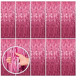 10 Pack Pink Backdrop Party Decorations Tinsel