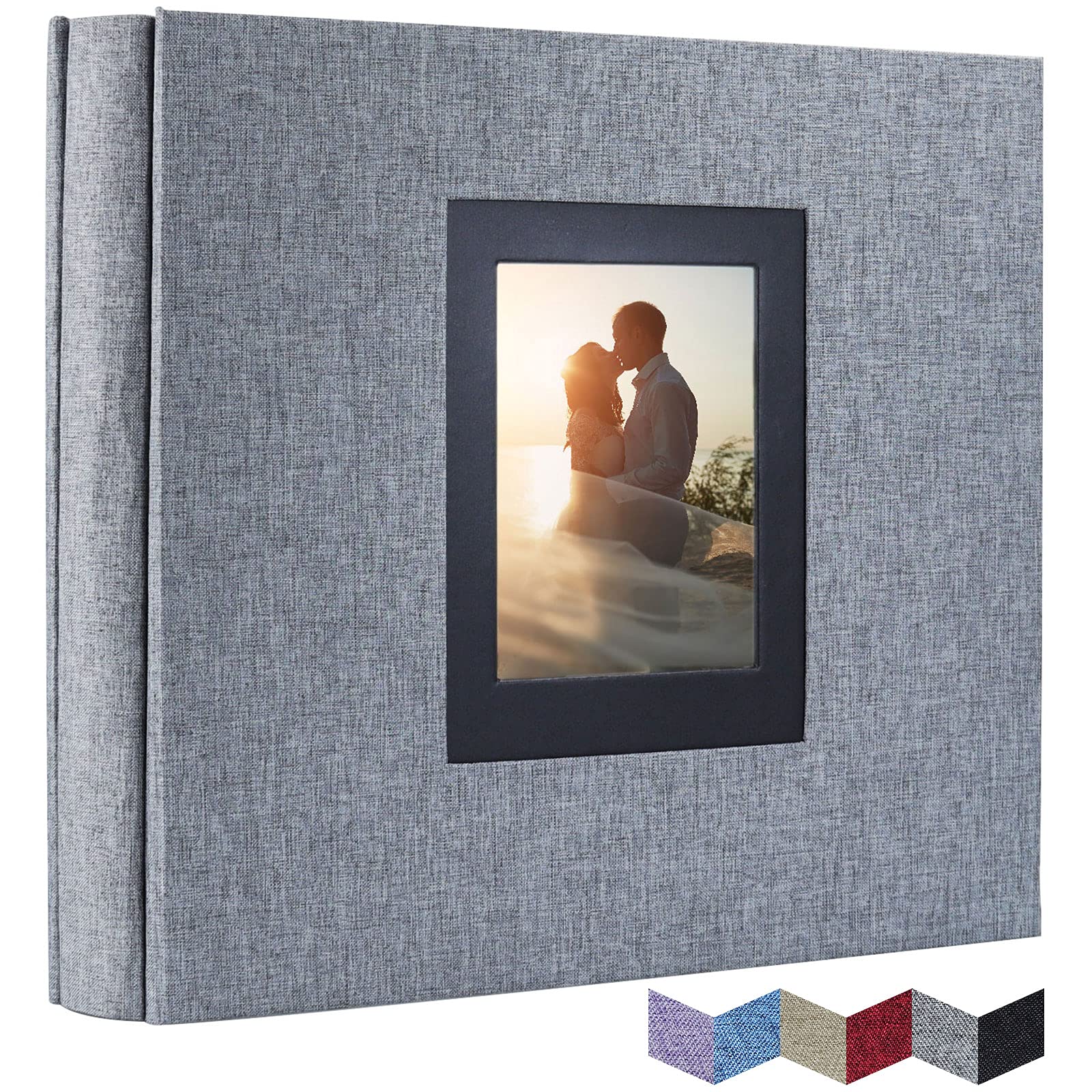 Vienrose 4x6 Photo Album for Photos Linen Cover Black Pages Photo Book Large Capacity Picture Albums for Valentine Wedding Christmas Birthday (Grey, 600 pockets)