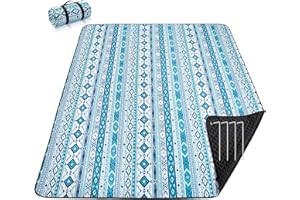 PY SUPER MODE Picnic Blankets Extra Large, Waterproof Foldable Outdoor Beach Blanket Oversized 83x79” Sandproof, 3-Layer Picnic Mat for Camping, Hiking, Travel, Park, Concerts(Teal Boho)