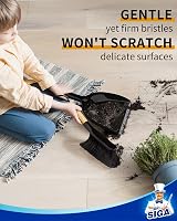 MR.SIGA Dustpan and Brush Set Bamboo Handle Durable Bristles Lightweight Black view 4