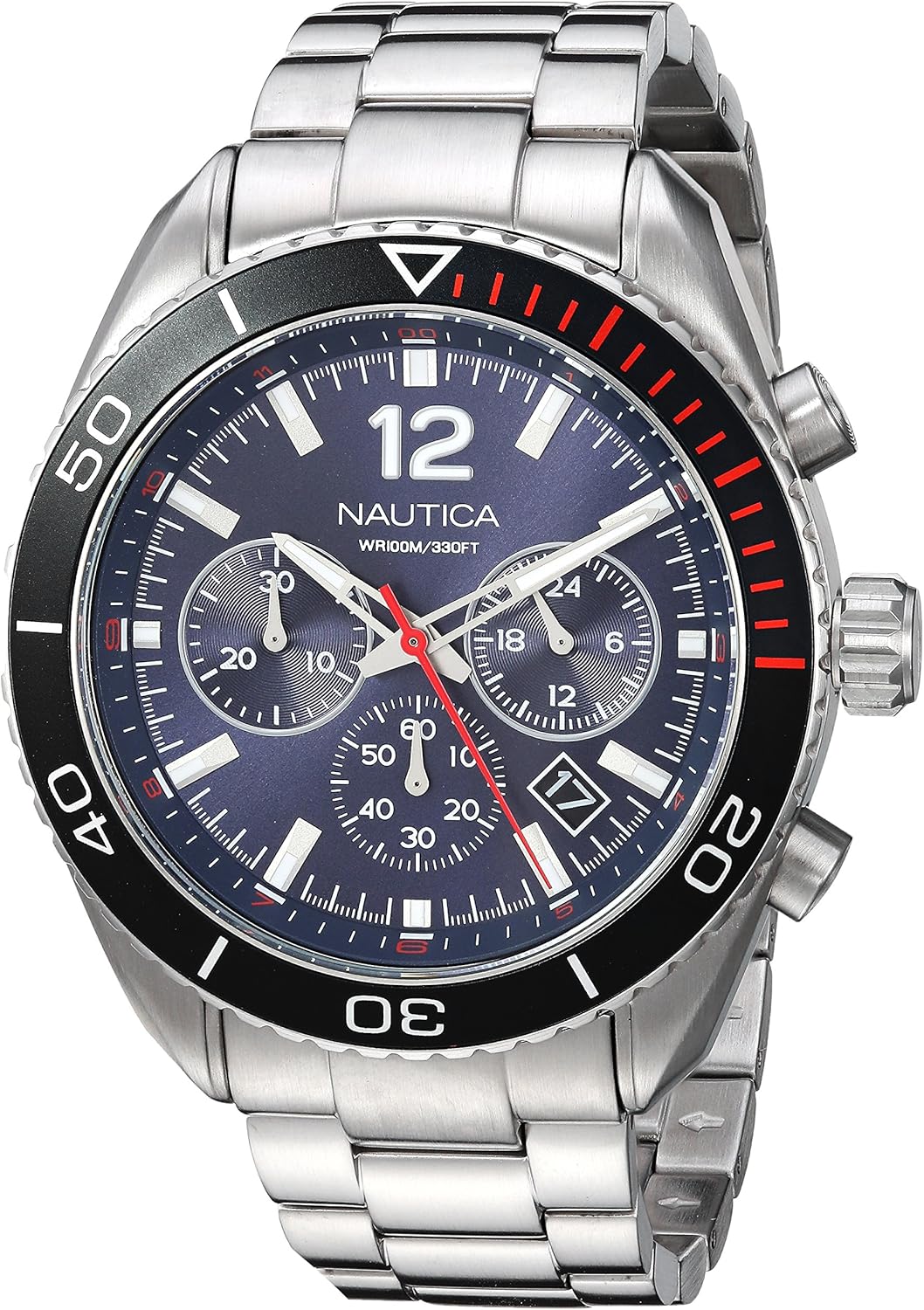 Nautica Orologio Analogueico Quarzo Uomo con Cinturino in Acciaio Inox