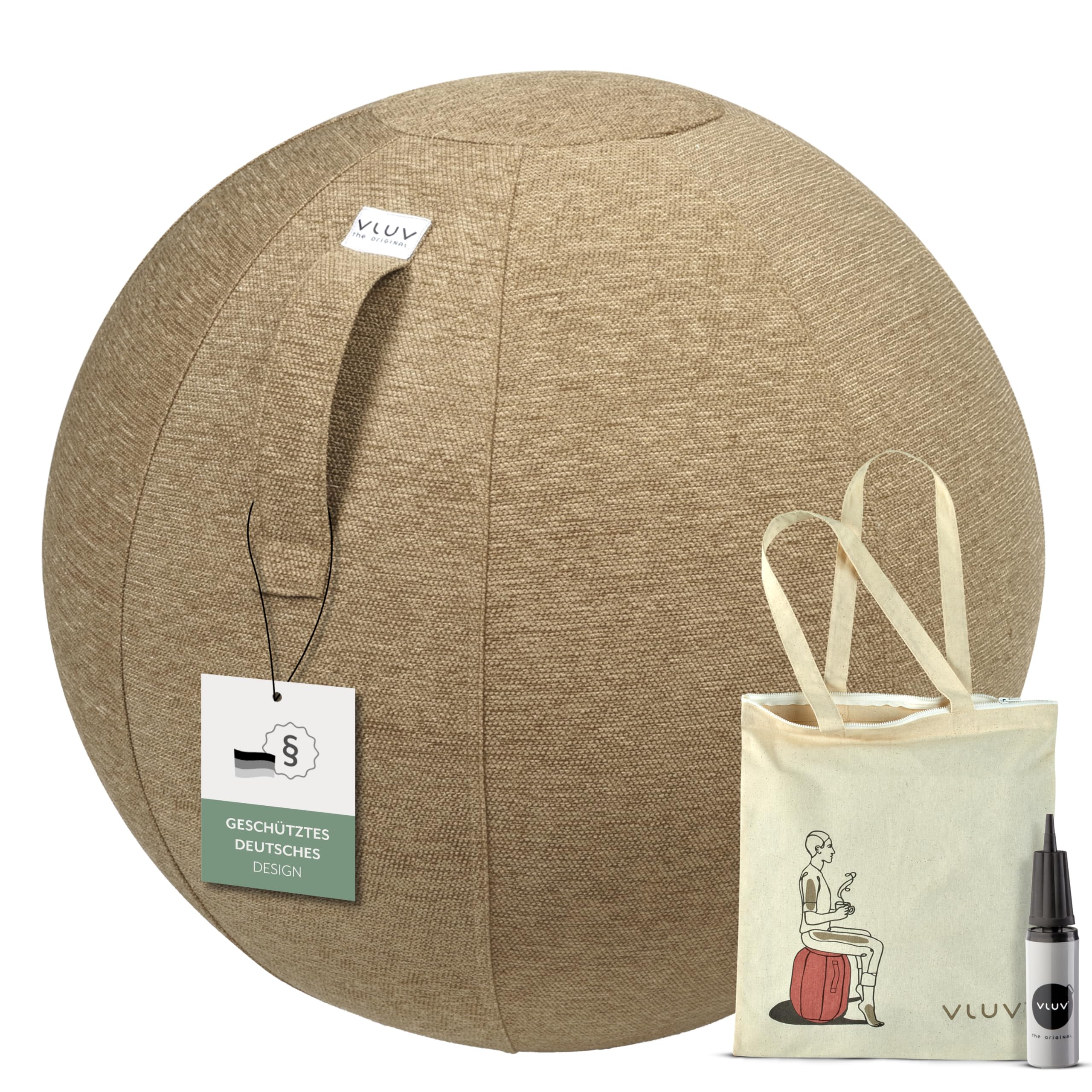 VLUV Stov Sitting Ball Diameter 60-65cm, 25,6 inches Macchiato/Light Brown