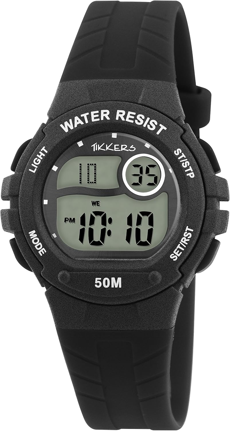 Tikkers Children's Digital Watch with Black Dial Digital Display and