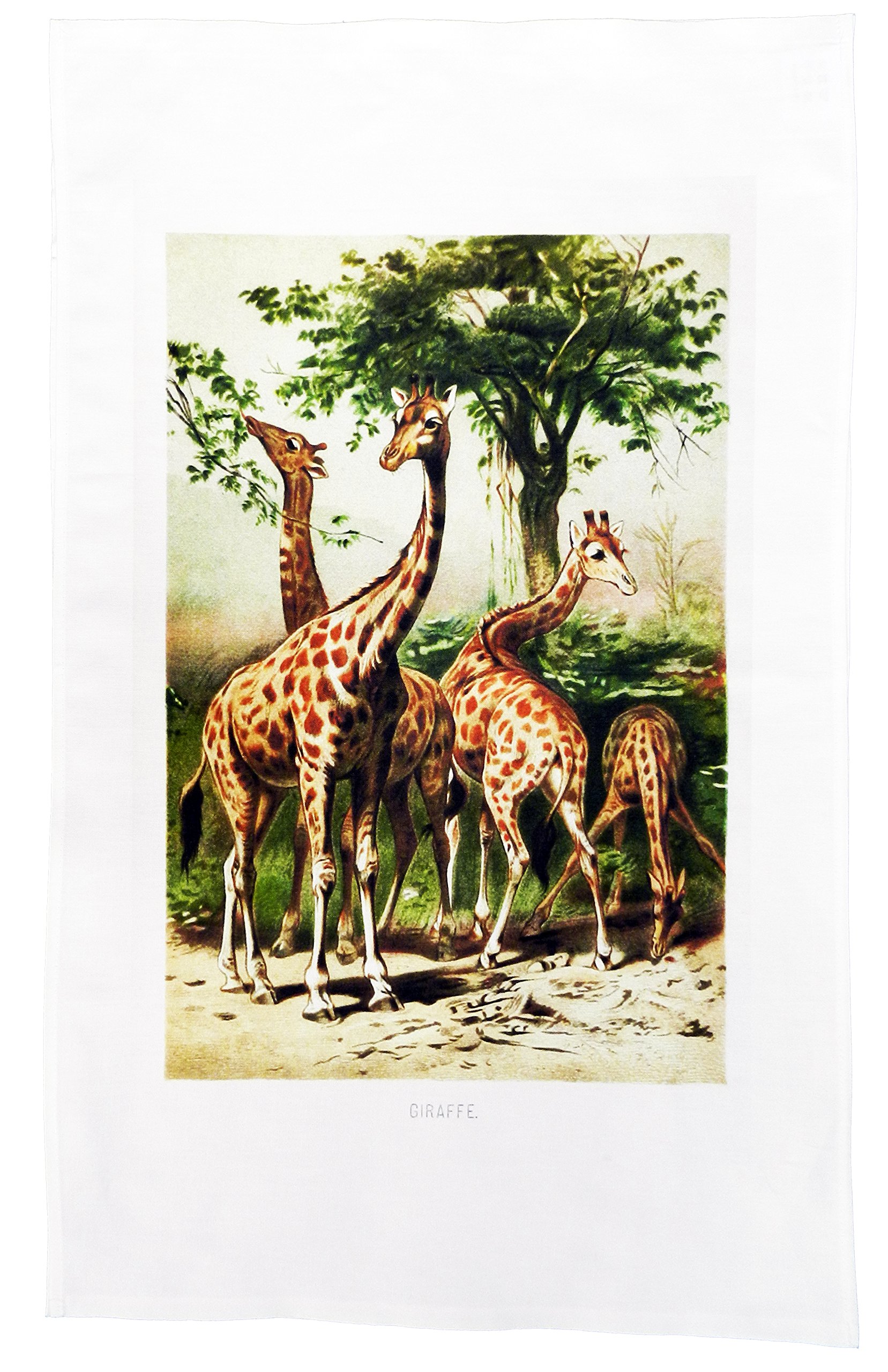 Half a Donkey Vintage Poster of a Tower of Giraffes - Large Cotton Tea Towel