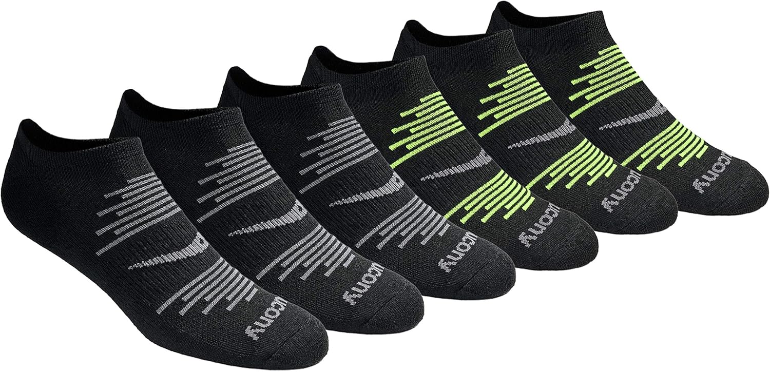 Saucony Men's Multi-Pack Firework Ventilating Performance Comfort No-Show Socks: Clothing